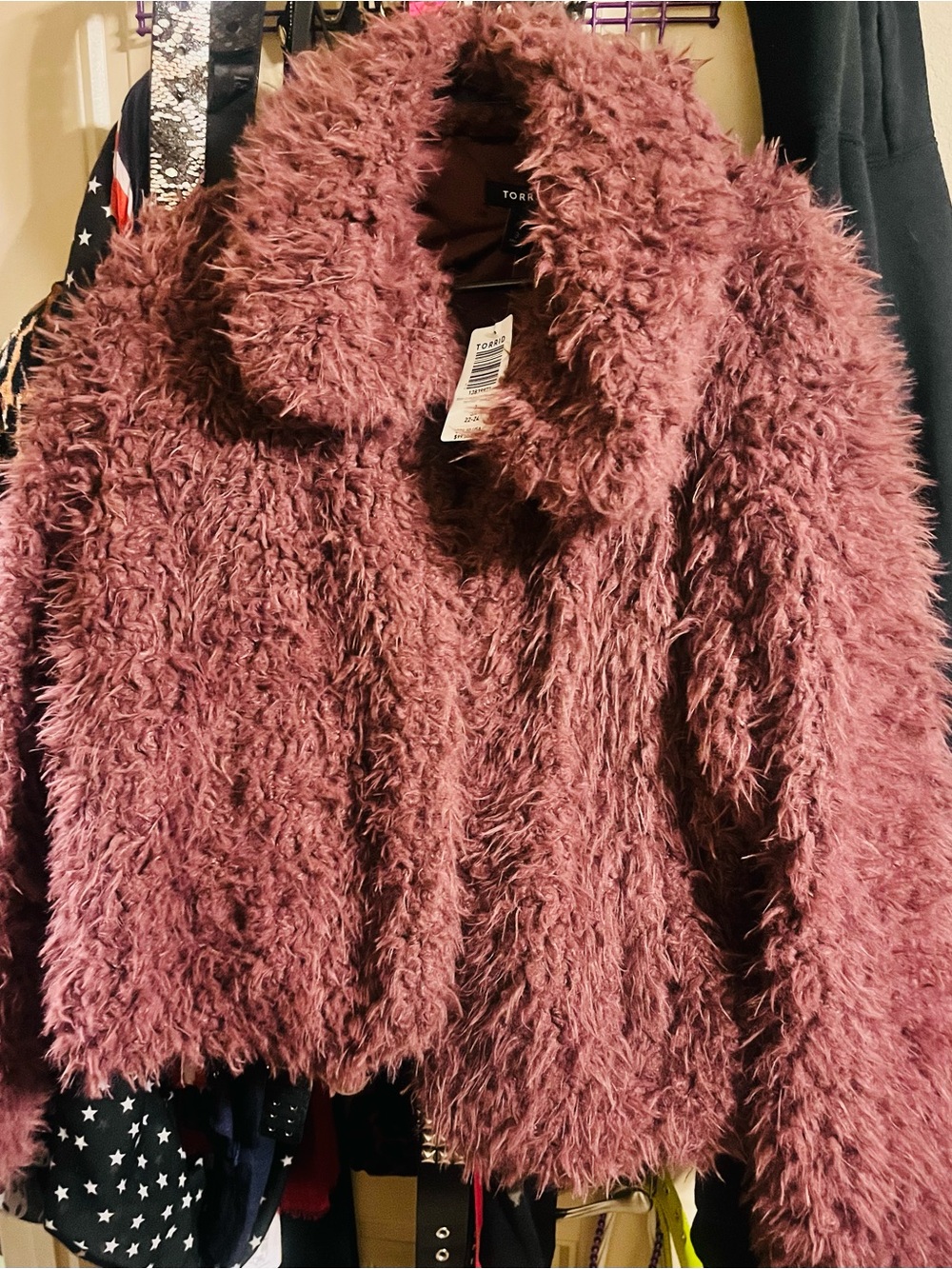 torrid dusty mauve faux-fur teddy jacket